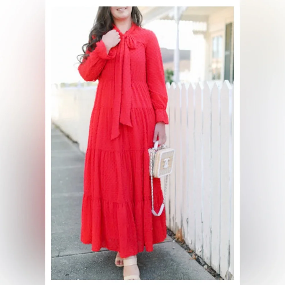Dainty Jewells Red Long Sleeve Dress - Picture 1 of 10